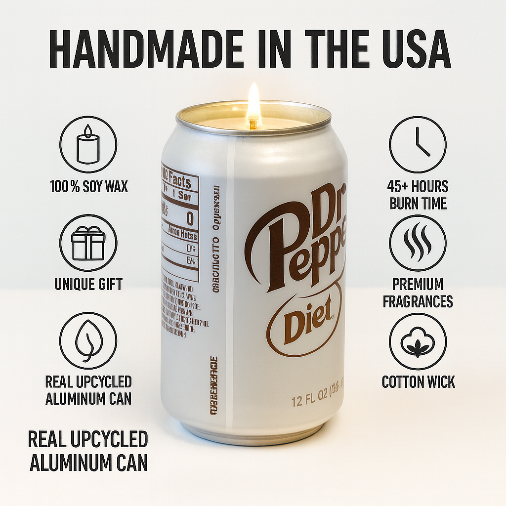 Diet Dr. Pepper Soda Can Candle